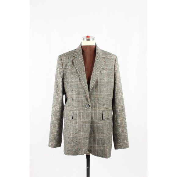 ZARA Grey Black Brown Glen Plaid Single Breasted Blazer Jacket, Size M - Picture 1 of 15